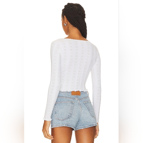 15. NWOT ALEXANDER WANG LOGO SCOOP LONG SLEEVE PULLOVER IN SOFT WHITE - Picture 3 of 10